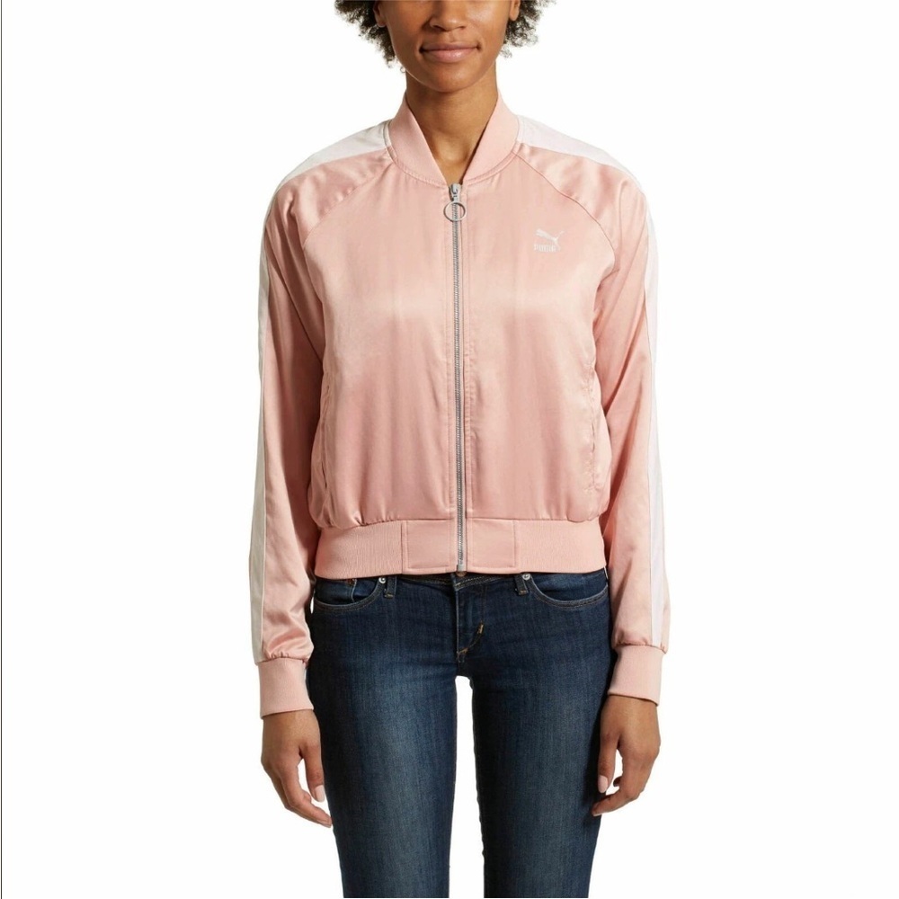 PUMA Womens Puma
En Pointe Satin T7 Jacket Pink Zip Up Size M
